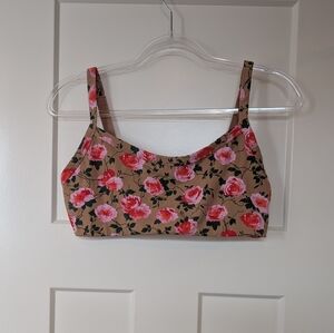 Aerie Floral Bralette - Pink and Tan